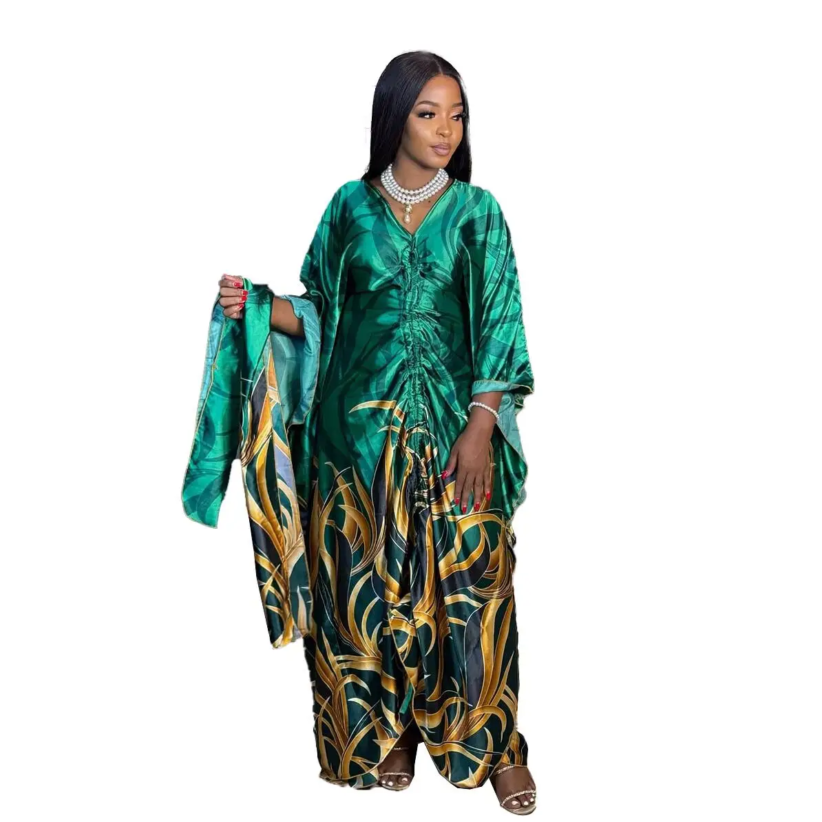green emerald velvet dress Tutu African Print Maxi Dress