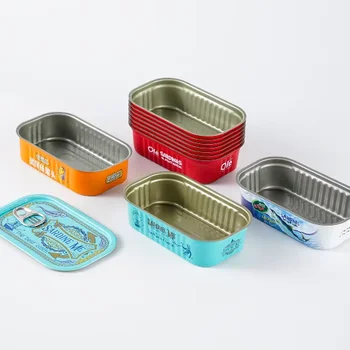 Custom Empty 125ml Taper Shape Fish Tin Cans 1/4 Club Sardines Can Manufacturer for Sardine Fish Crab Meat Packaging
