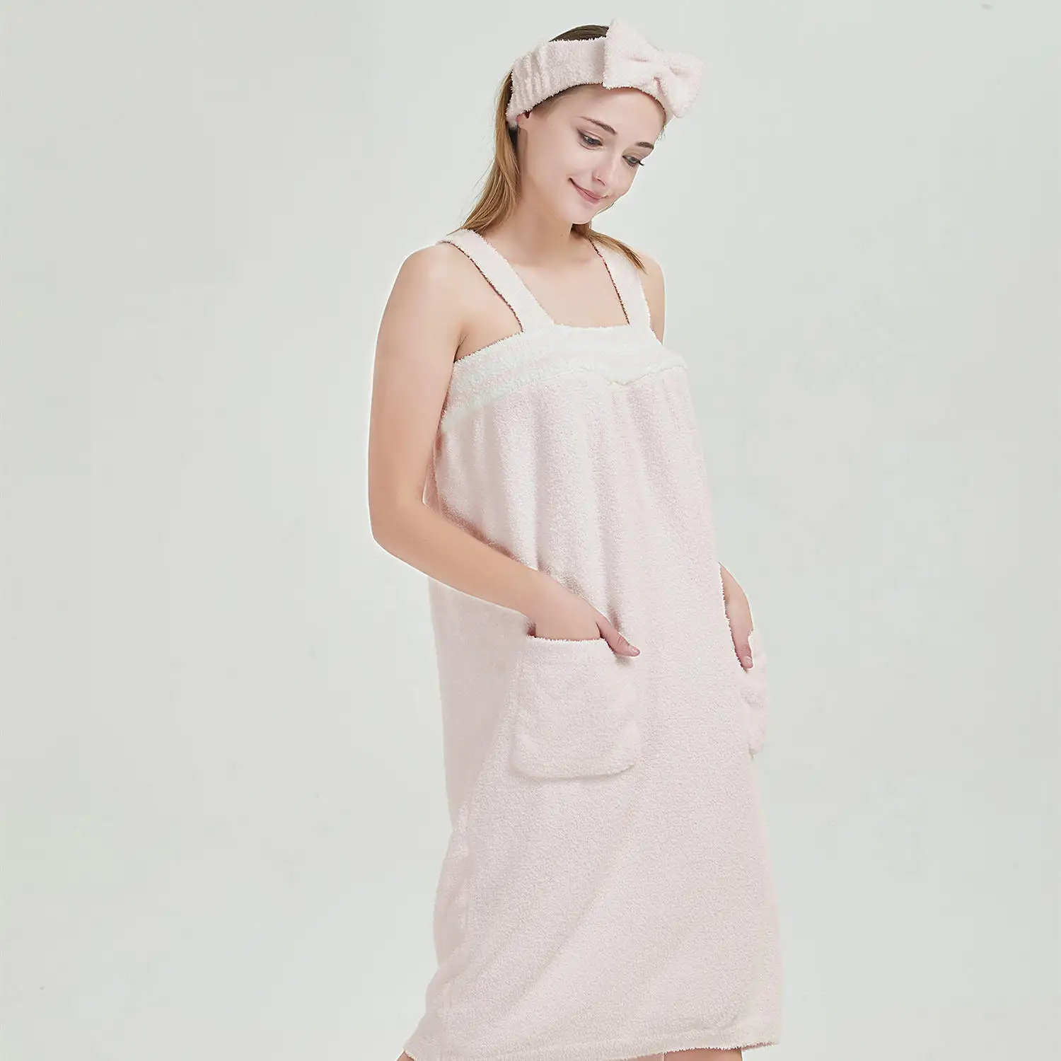 product ladies sleeveless casual home super soft half fleece white sweet and cute knitted pajamas ndl-62