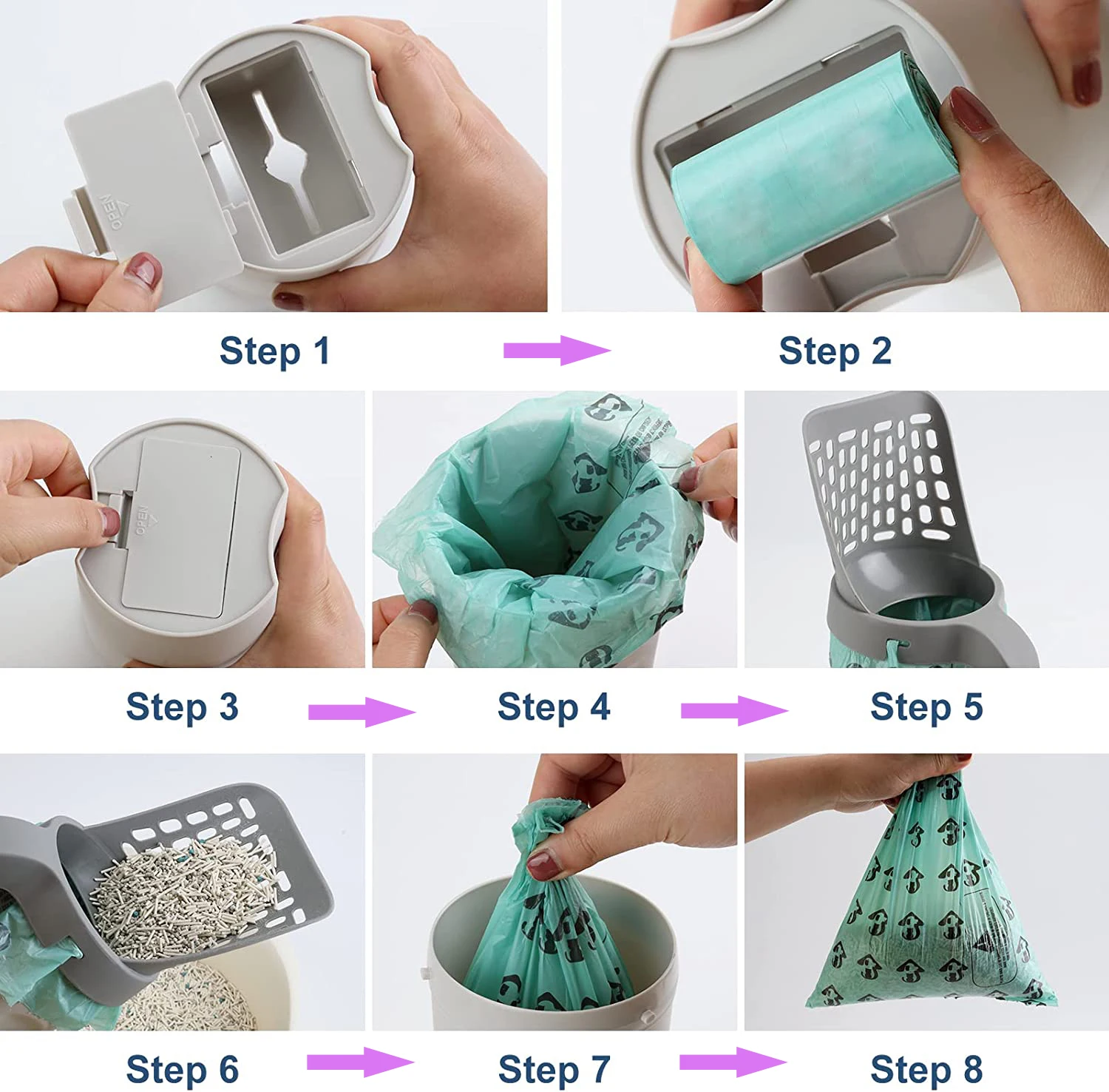 Oem 2 In 1 Portable Pet Kitten Large Capacity Handle And Garbage Bag