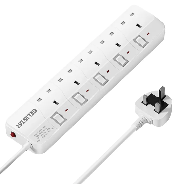Electrical Supplies 5 Way Universal Uk Style Socket Outlets Multi Adaptor Power Strip