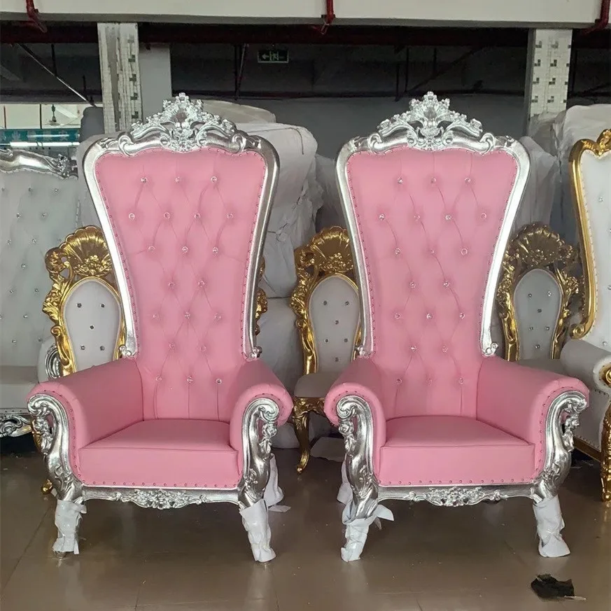 King And Queen High Back Cheaper Pink King Sliver Throne Chairs High
