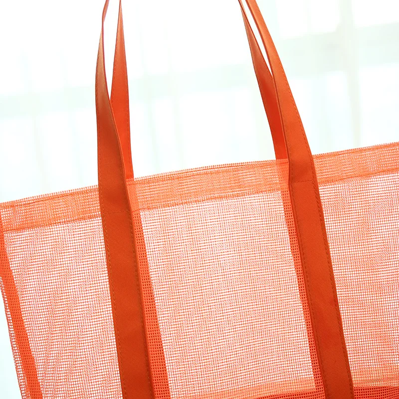 Custom Ultralight Large Personalized Beach Mesh Tote Bag Clear Beach Summer Tote Bag