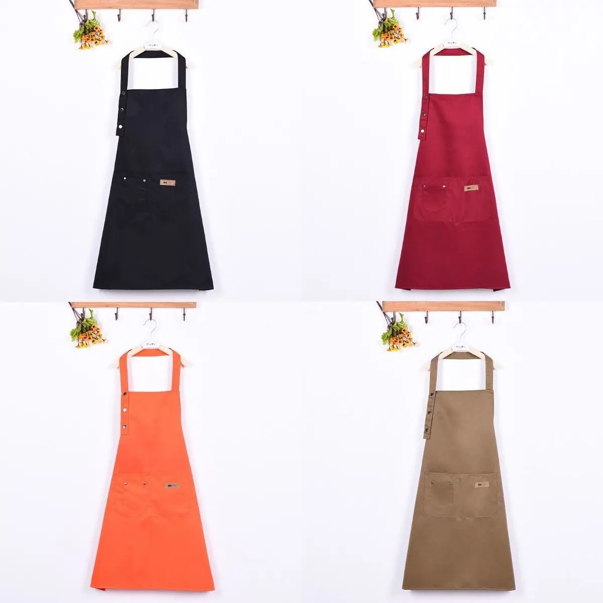 Pure Color Cooking Kitchen Aprons for Woman Chef Waiter Cafe Shop BBQ Hairdresser Aprons Bibs Kitchen Accessory Dropshipping