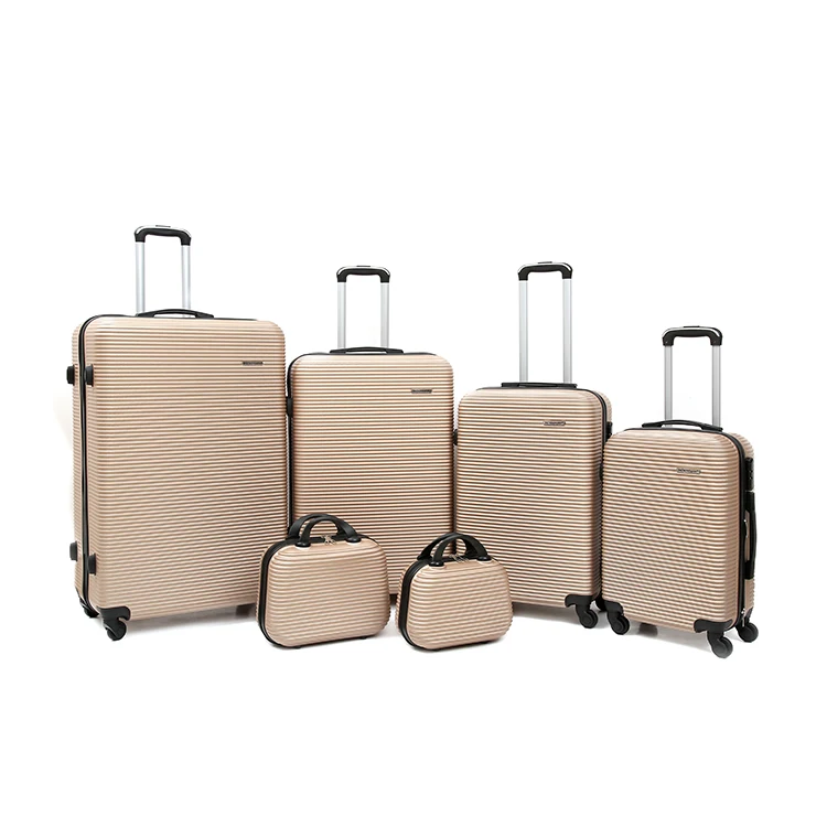 Factory hot sale custom golden carry-on luggage travel luggage set trolley case with cosmetic bag