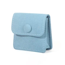 Blue Gray Blue Color Rectangle Shape Custom Velvet Portable Mini Storage Bag Velvet Jewelry Bag for Jewelry Packaging