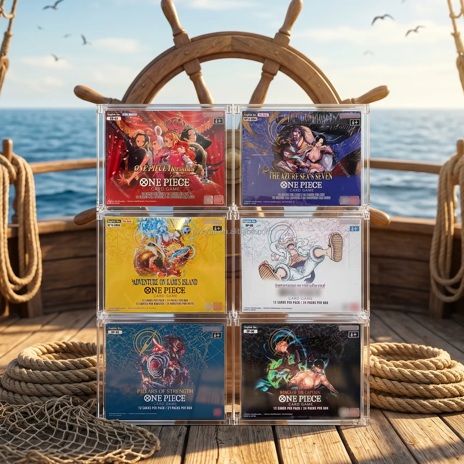Clear Acrylic Display Case for One Piece OP 07 Double Legend Booster Box, Transparent Protective Storage Organizer Box