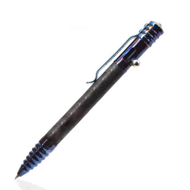 Tactical Pen With Titanium Alloy And Carbon Fiber Body Silicon Oxide Tip For Breaking Glass
