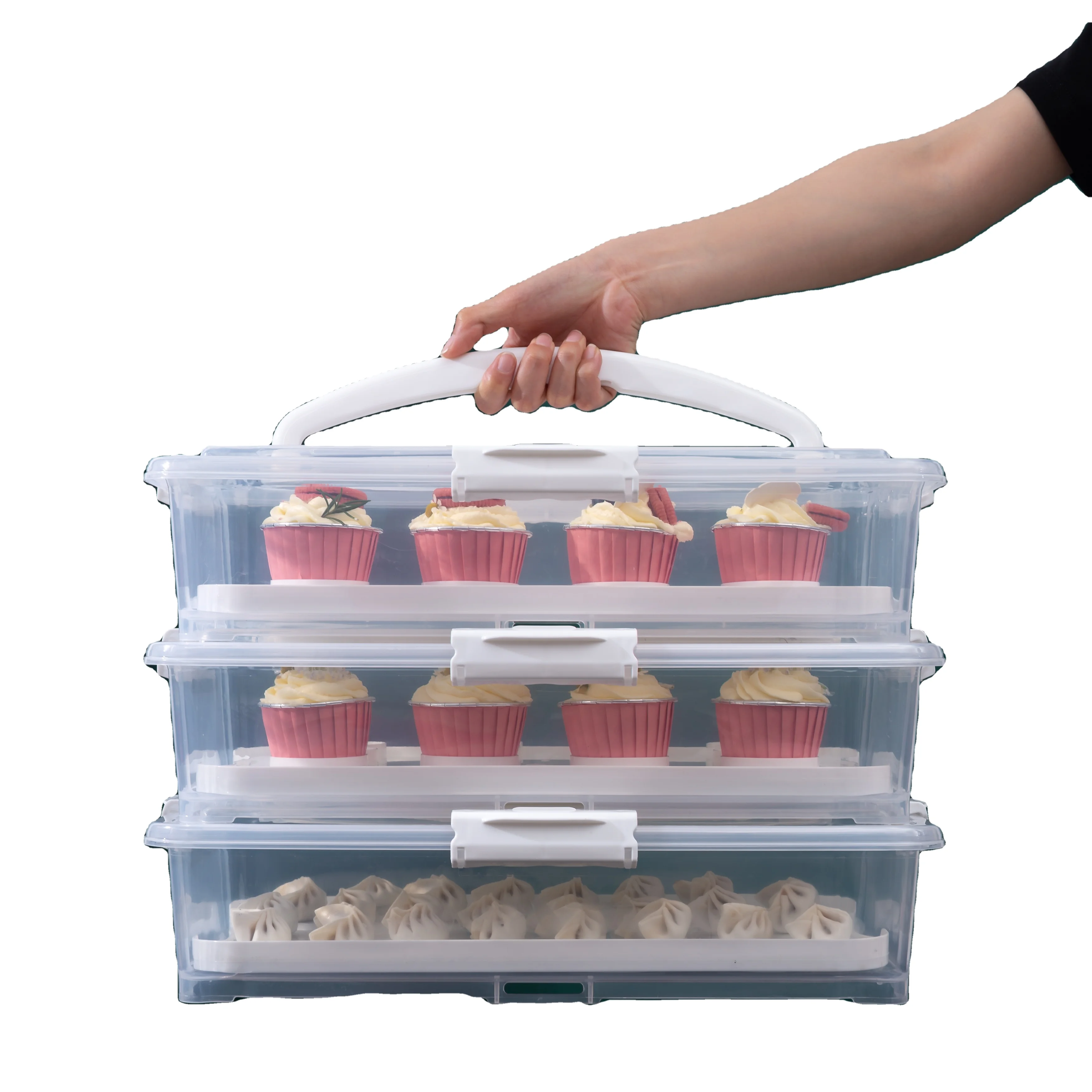 Snap And Stack Cupcake Storage Carrier 2 Tier - Store Up To 24 Cupcakes 