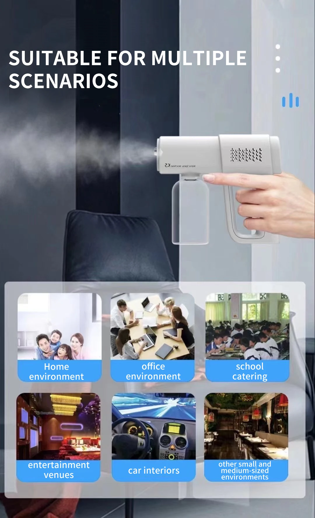 Handheld Wireless Rechargeable Atomizer Large Capacity Electric Adjustable Nozzle Air Freshener Sprayer Fogger Machine for Home
