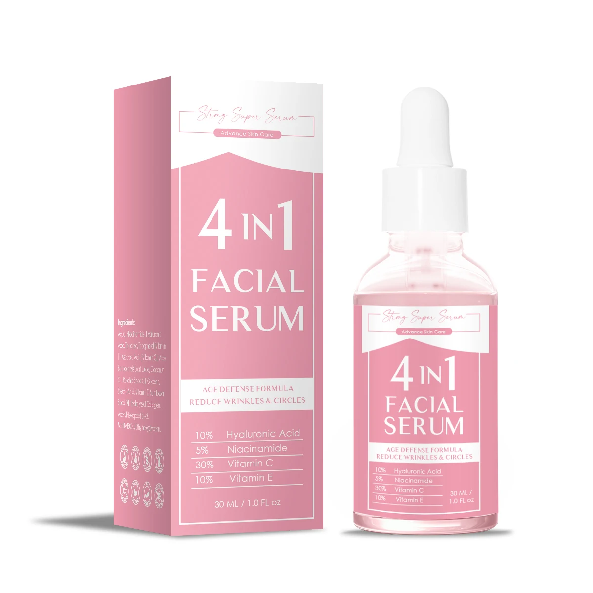 AiXin Vegan Organic Hyaluronic Acid Niacinamide Vitamin C Vitamin E Face Serum Essence Facial Whitening 4 in 1 Serum