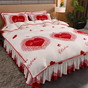 New Arrival Home  Bed Skirt Set Bedspread Quilt Cover Luxury Home  Embroidered Bedding Set