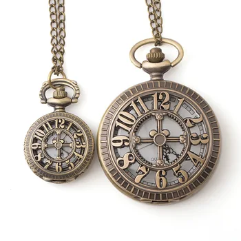 Retro Custom Made Simple Numbers Quartz Chain Antique Pocket Watches for Sale