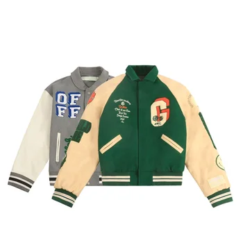 Custom size logo varsity jacket with chenille patches chic embroidery flight baseball letterman bomber jackets