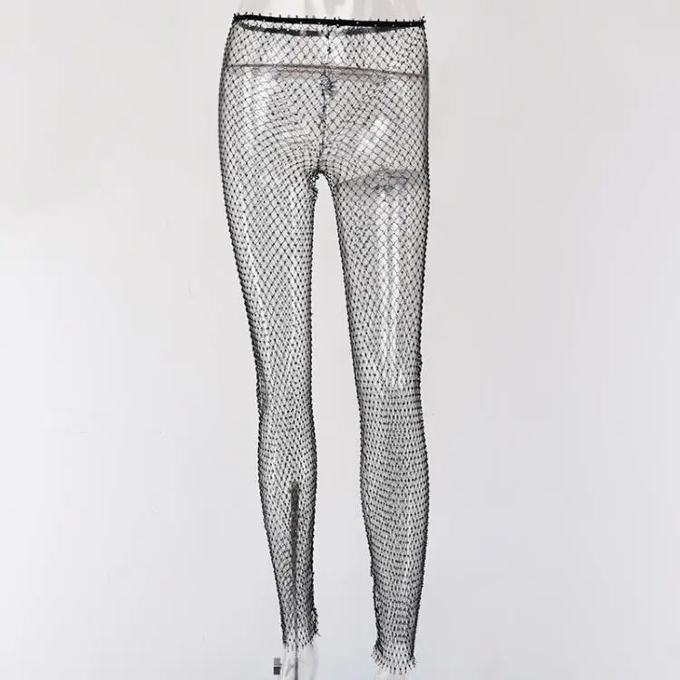 2020 New Crystal Diamond Fishnet Pants 
