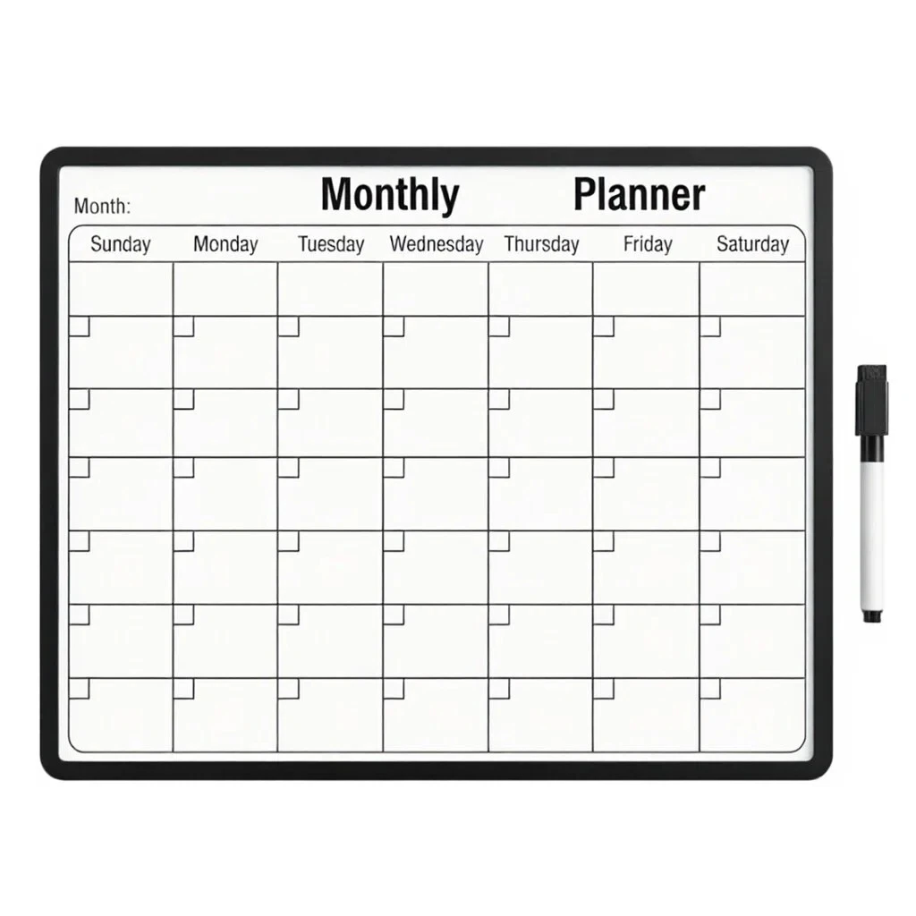 A3 magnetic whiteboard calendar close-up