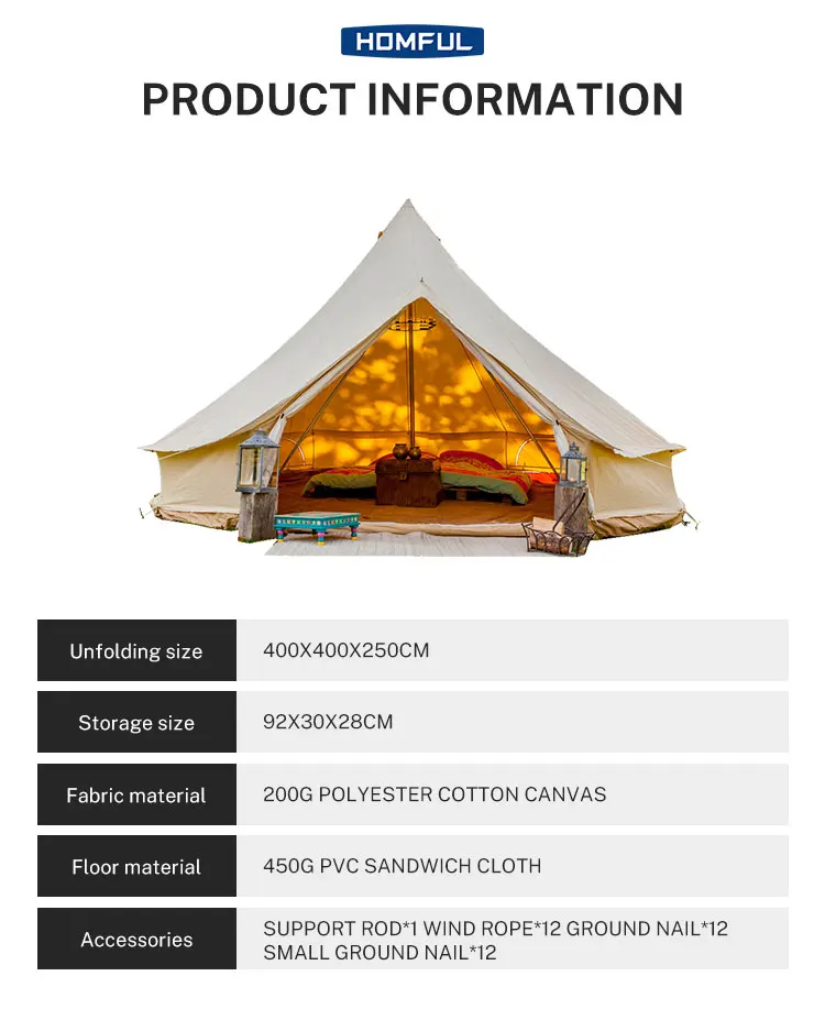 Homful Custom Glamping Tent Wall Yurt Family Tent Camping Outdoor