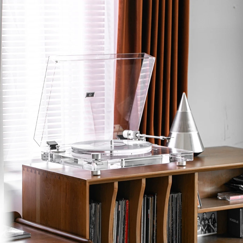 X10 Vinyl Record Player Desktop Modern Full Acrylic Transparent 33/45 RPM Audio Lp Technica Cartridge Bluetooth Retro Phonograph