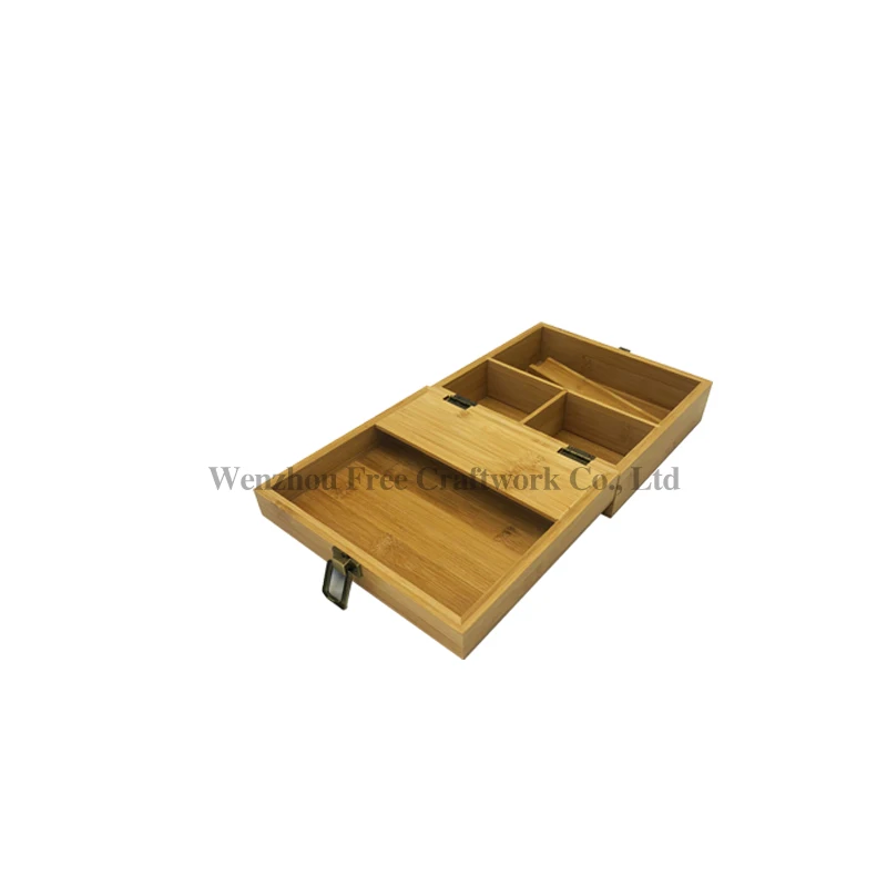 Custom Storage Box Glass Jar Rolling Tray Grinder Bamboo Stash Box Flip with Lock Organizer for Herb Aromatic Blend