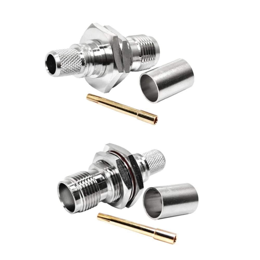 50ohm TNC Female Jack Bulkhead Crimp Connector for LMR300 5DFB RF Coaxial Communication Cable