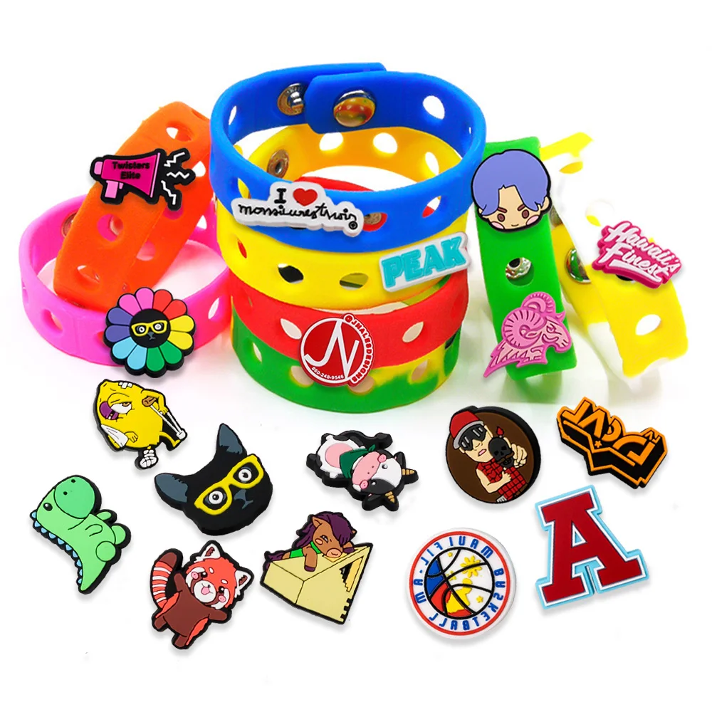 Braccialetti Silicone Per Bambini - 10 Pezzi Con Fori Per Ciondoli, Regolabili E Colorati