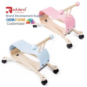 Wooden Multifunction Plush Rocking Horse Balance Ride on Toy Animals Kids Montessori Toys