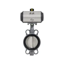 FDS Ductile Iron SS304 316 WCB Body PTFE EPDM Soft Seal Wafer 304 Pneumatic Clamp Butterfly Valve with Pneumatic Actuator