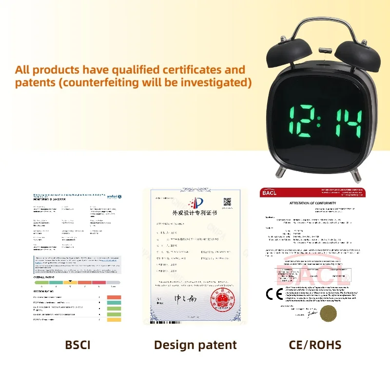 Custom Multifunction LCD Alarm Clock with Temperature Display Cute Square LED Wall Table Clock Smart Electronic Calendar