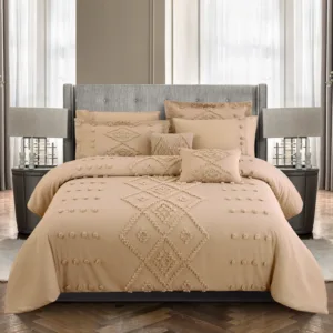 Best Selling Vintage 200TC Tufted Embroidery Jacquard 8-Piece Comforter Set