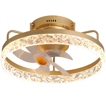 Modern 360 Degree Shake Head LED Ceiling Fan Light Dimmable with Remote Control for Bedroom Application