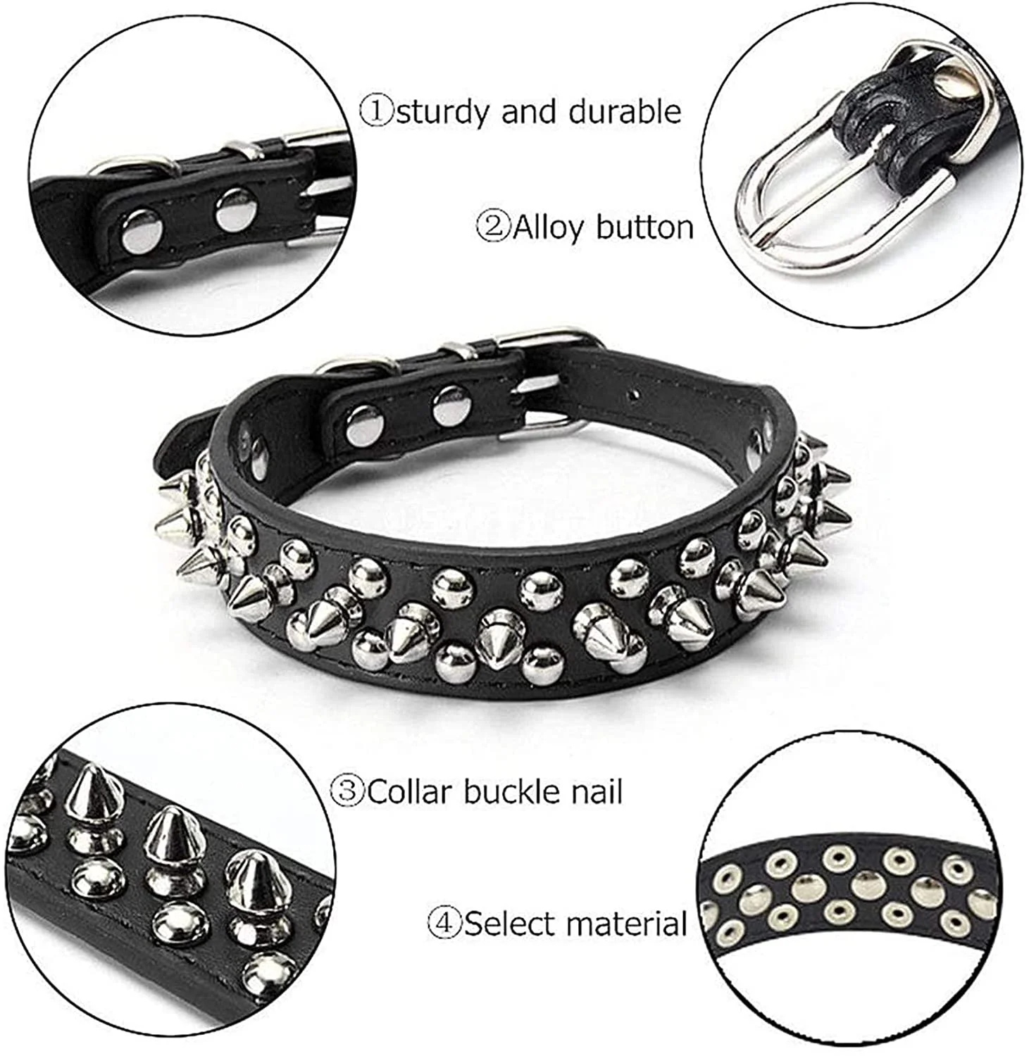 Stylish & Safe: Adjustable Spiked Dog Collars in PU Leather