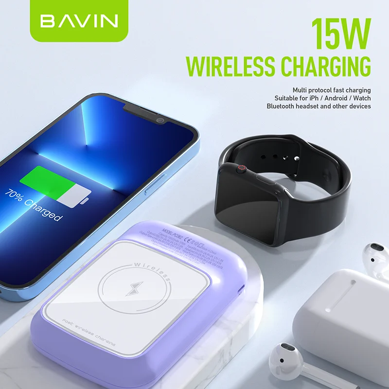 BAVIN PC062 Power Bank 10000mah with Wireless Charging