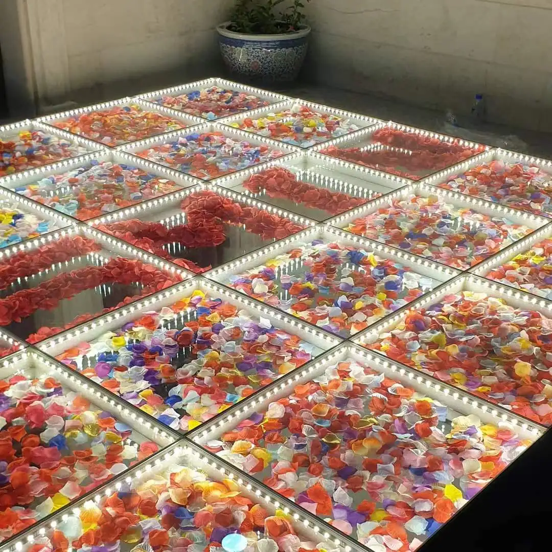 Led Light Glass Dancing Floor With Flower Wedding Supplies Led Floor