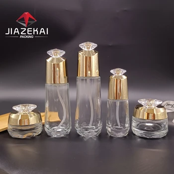 Unique Design40ml/100ml/120ML Serum Glass Dropper Bottle Empty Essential Oil Bottle with Gold Push Button