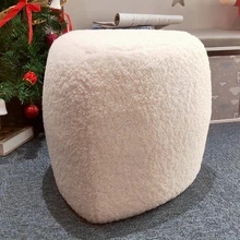 Customized 2020 New Design Christmas Factory Direct Price Cheap Lambs Wool Ottoman Stool