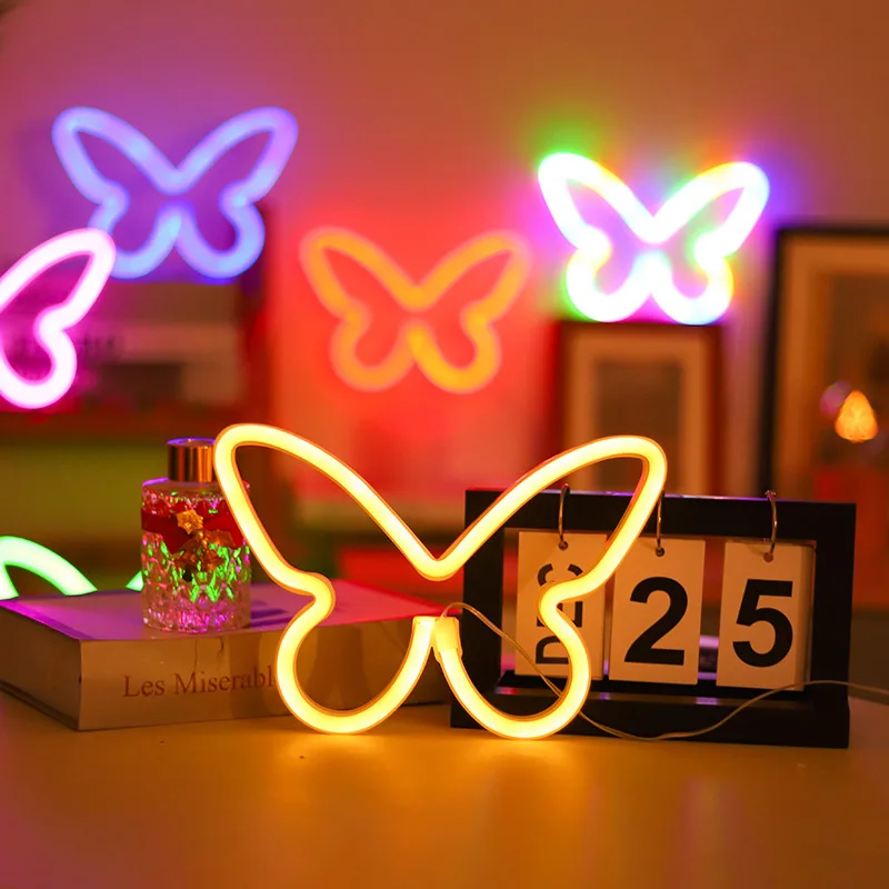 New Design Creative Custom Butterfly Led Neon Sign Light Living Room Holiday Home Kids Room Decor Diy Rgb Flexible Neon Sign