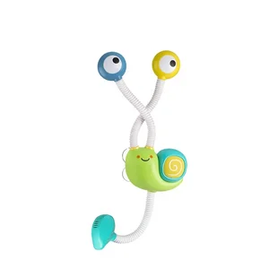 ITTL Cute Bath Toys for Kids Eco Electric Double Water Sprinkler Snail Plastic Baby Shower Toys