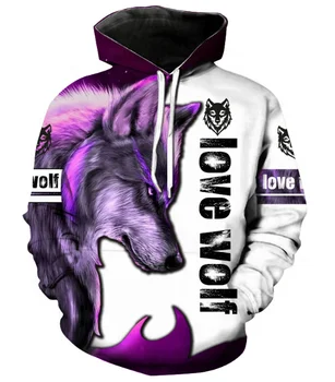 3D Hooded Casual Men's Custom Sweater Lion Sublimation Printing Hoodie