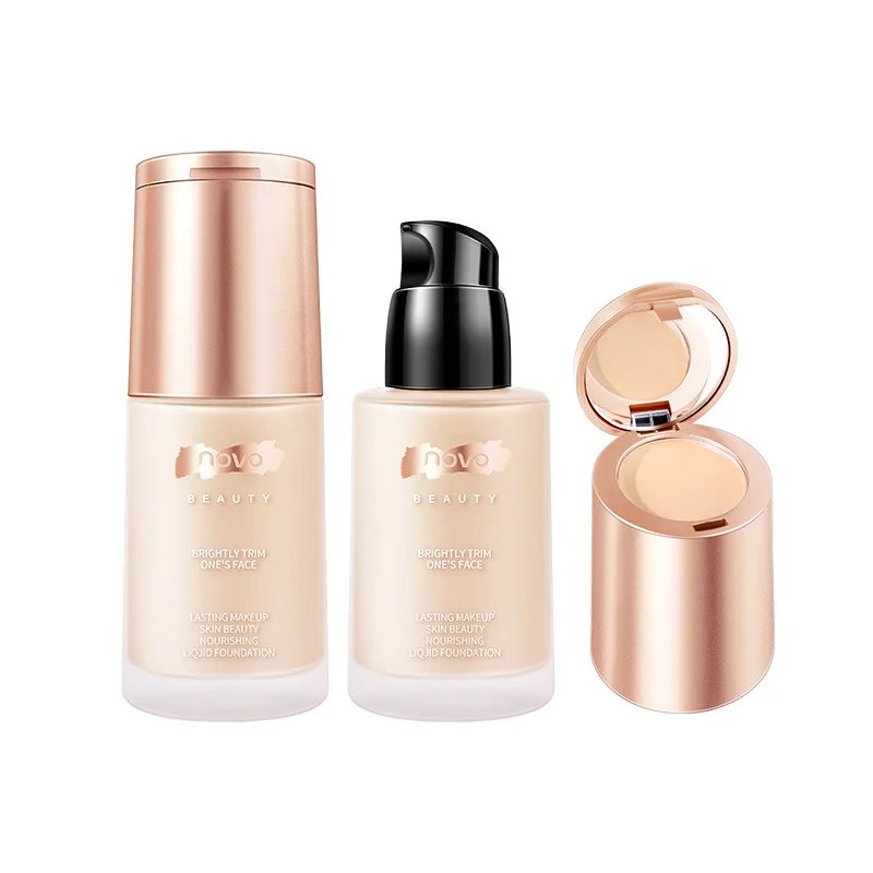 NOVOLAN Liquid Foundation Full Coverage 24h Fresh Wear, Cover Blemishes  Filter Effect Liquid Foundation Concealer Brightening Long Wear Setting  Waterproof Lock Makeup Spf50 30ml (01 Ivory white) price in Saudi Arabia