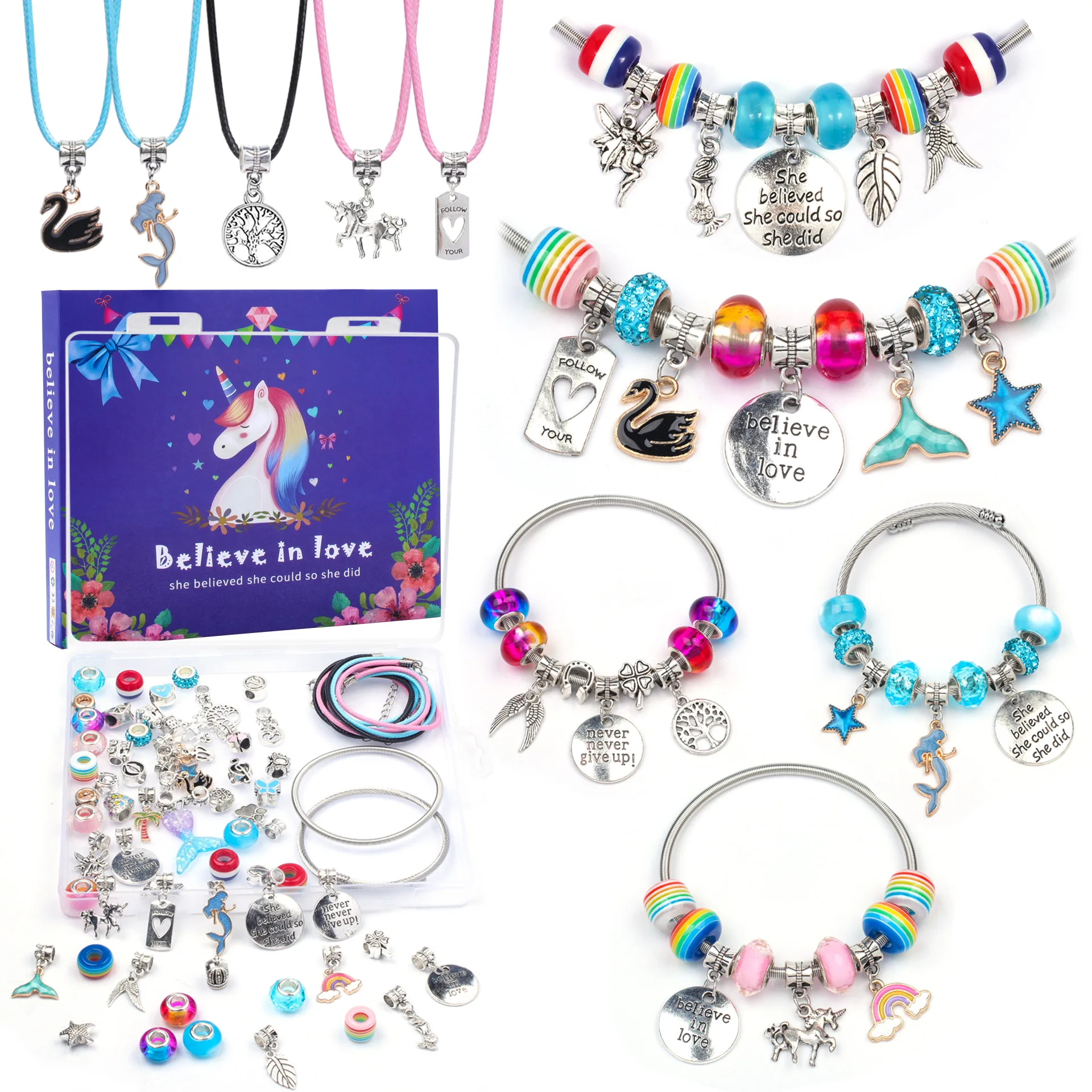 Rts Wholesale Diy Charm Bracelet Making Kit For Kids Jewelry Making Kit