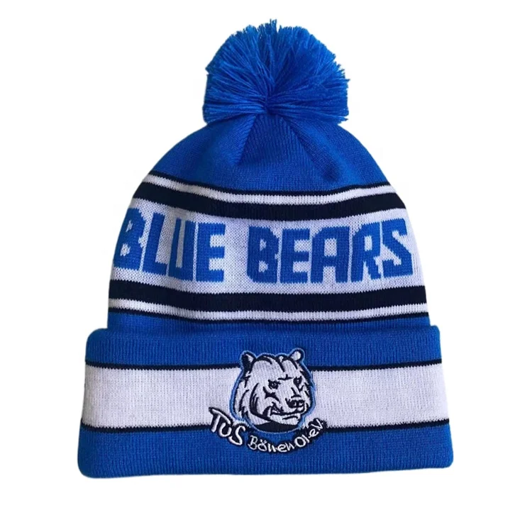 Custom Logo Winter Hats with Pom Pom Beanie Knit Toque Pom Beanie Hats