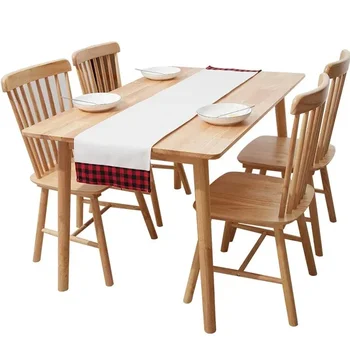 ZY01 Nordic Bistro Indoor Table and Chair  Solid Wood Dining Table Set 6 Chair for Commercial Unique Restaurant Furniture Set