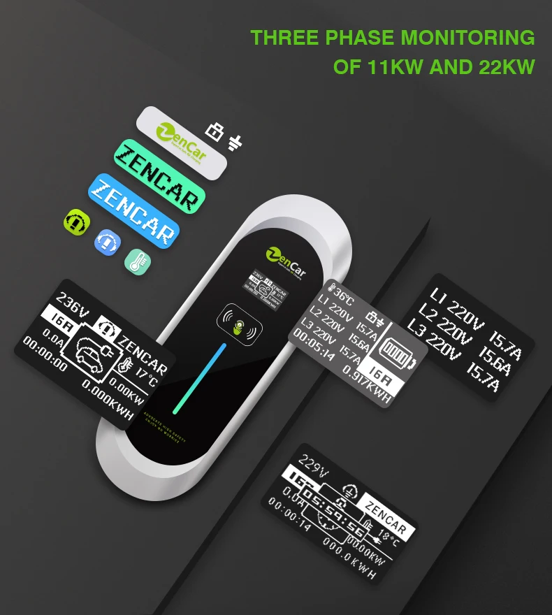 Zencar EV Charger 11kW 16A 380V Level 2 Fast Portable Electric Vehicle ...