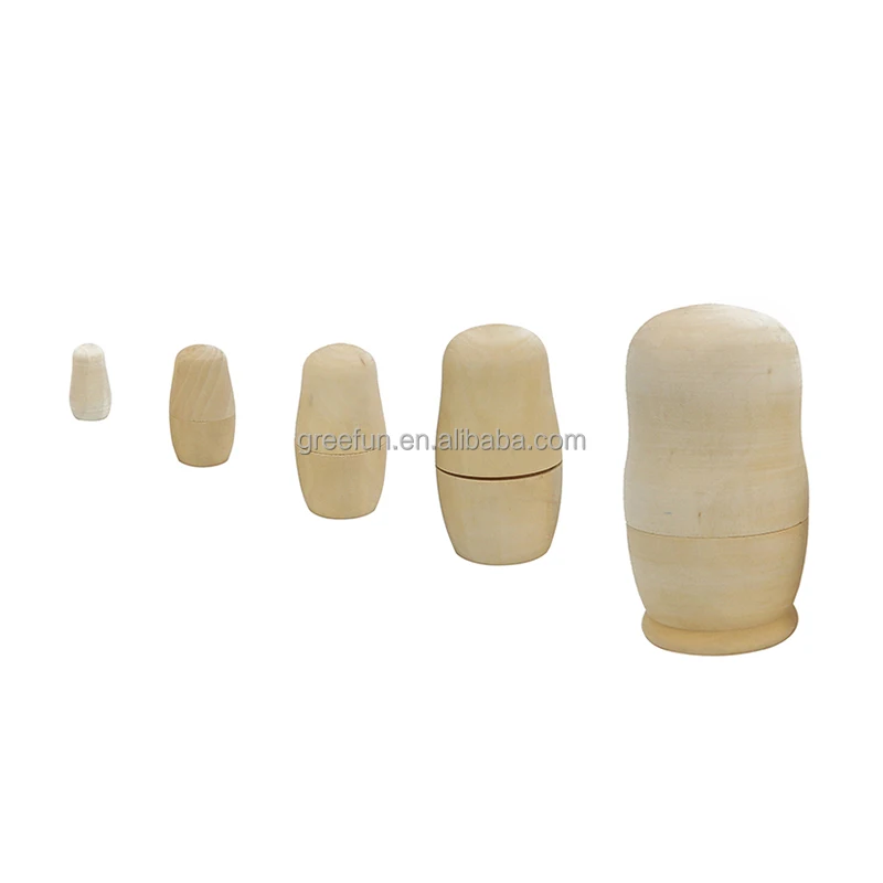 Wholesale Blank Nesting Doll Unpainted Matryoshka Blank Russian Dolls