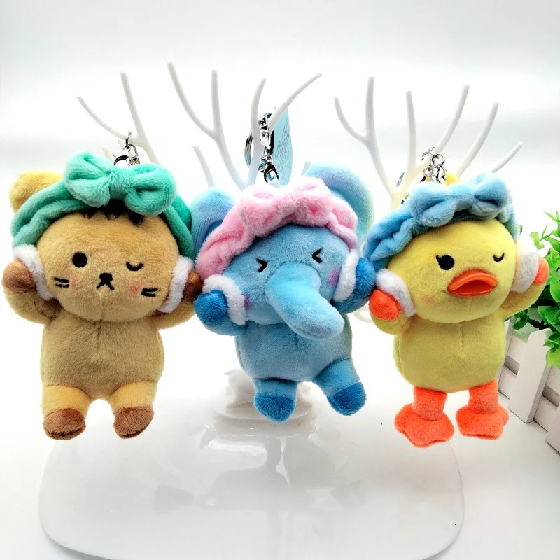 2022 Cute Soft Mini Toy Duck Bunny Pig Bear Cat Elephant Keychain Fashion Small Size Stuffed Soft Miniature Teddy Bear