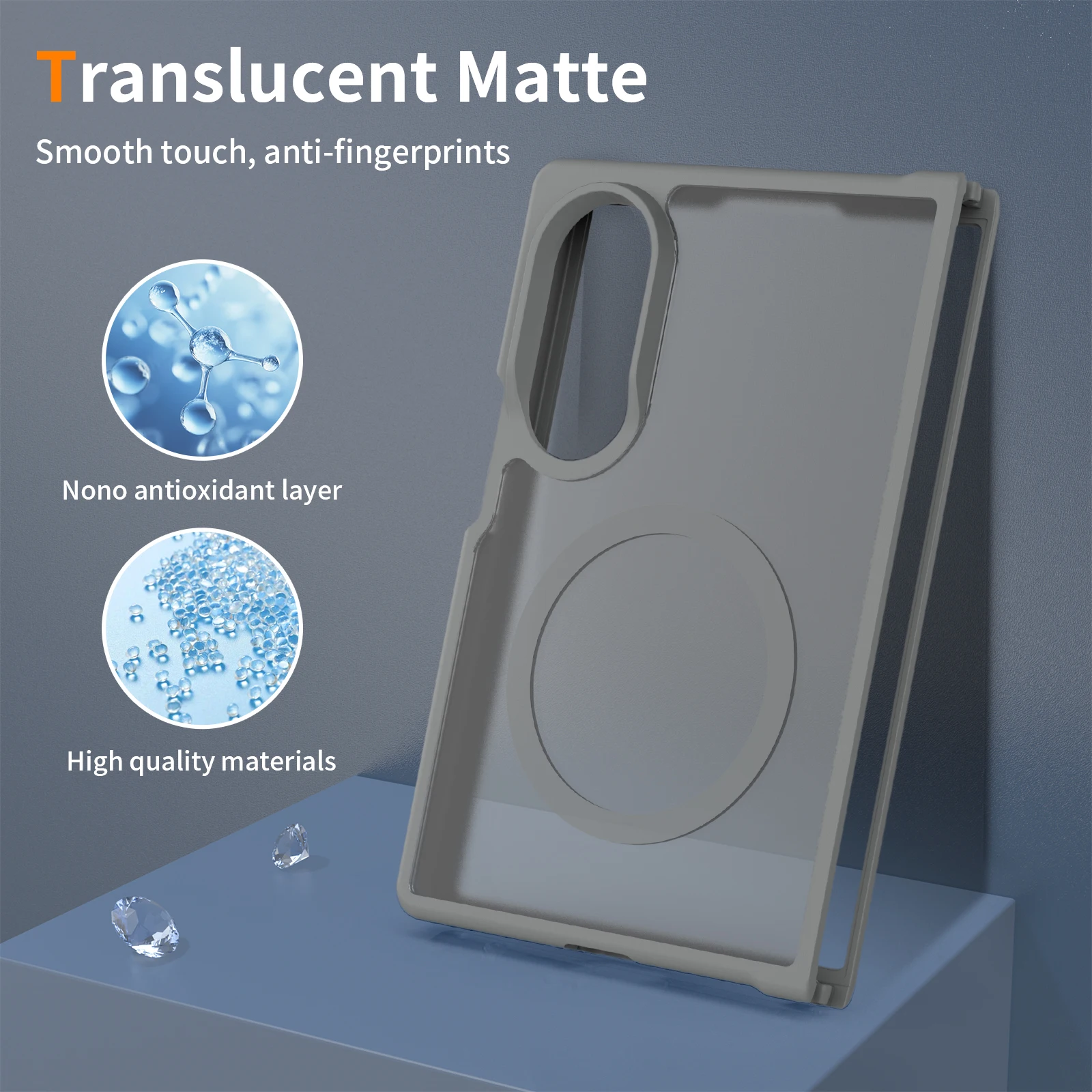 product for samsung galaxy z fold 8 wide armor case tpu pc magnetic ring wireless charge matte finish clear protective cover-3