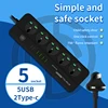 936-PD-5 prise+5 USB+2 Type C+ Noir
