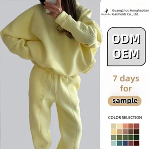 ODM OEM Custom Oversize Cotton Heavy Crew Neck Hoodie Pullover Embroidery Sweat Shirts Polerones Crewneck Sweatshirt for Women