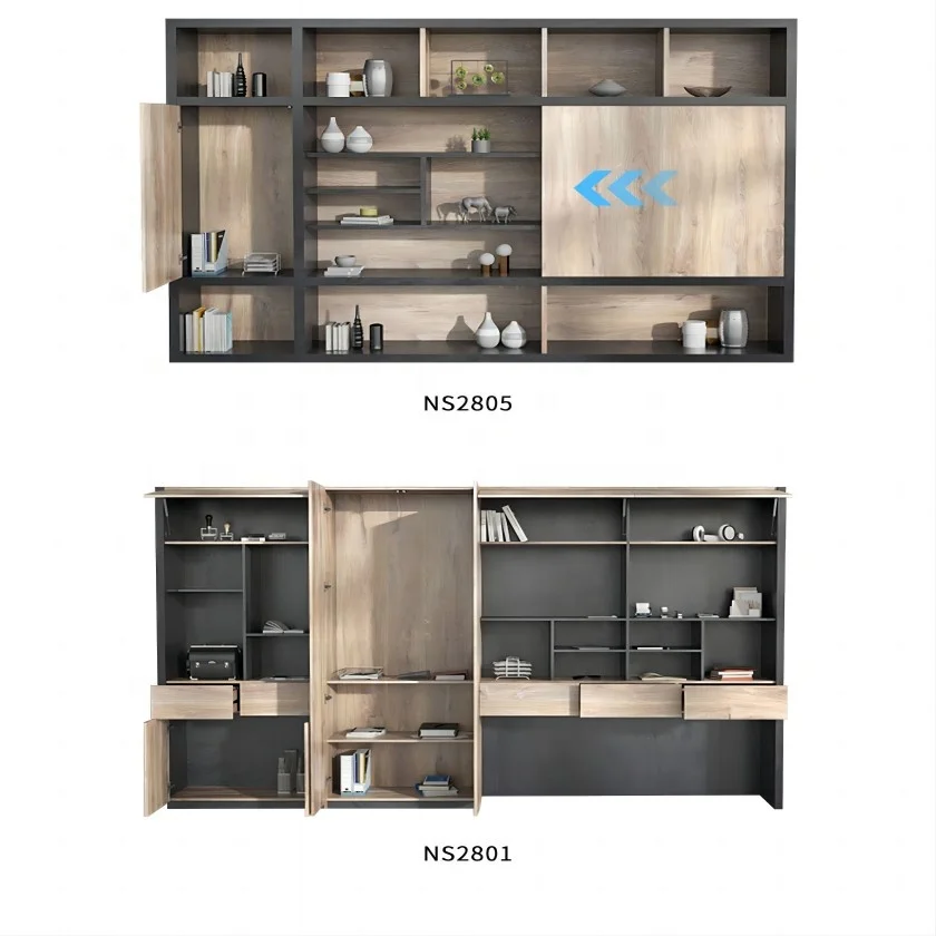 Большой многослойный современный деревянный книжный шкаф руководителя по Заводской Цене книжная полка