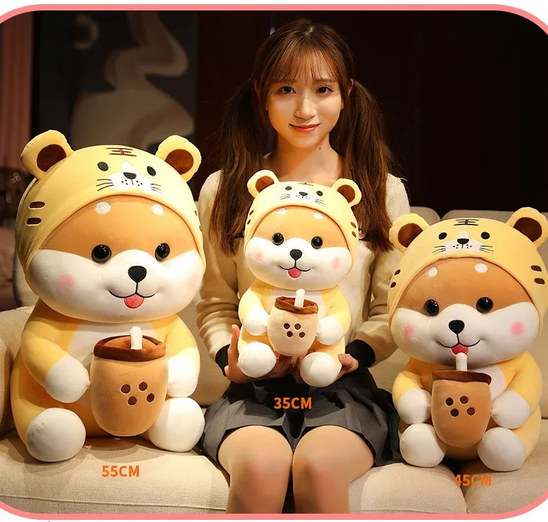 Customized High Quality Cute Corgi Milk Tea Plush Toy Mascot Children's Gift Stuffed Corgi Dog Doll Animal Plush Toy